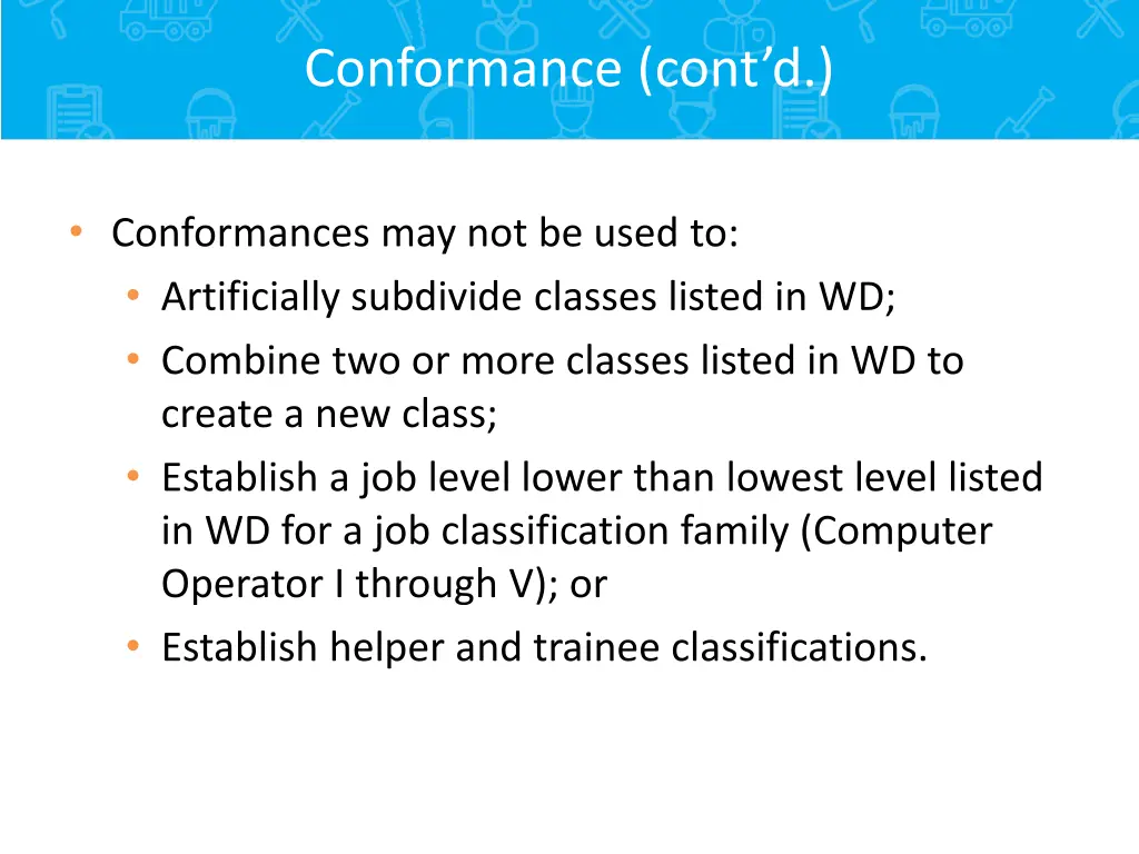 conformance cont d