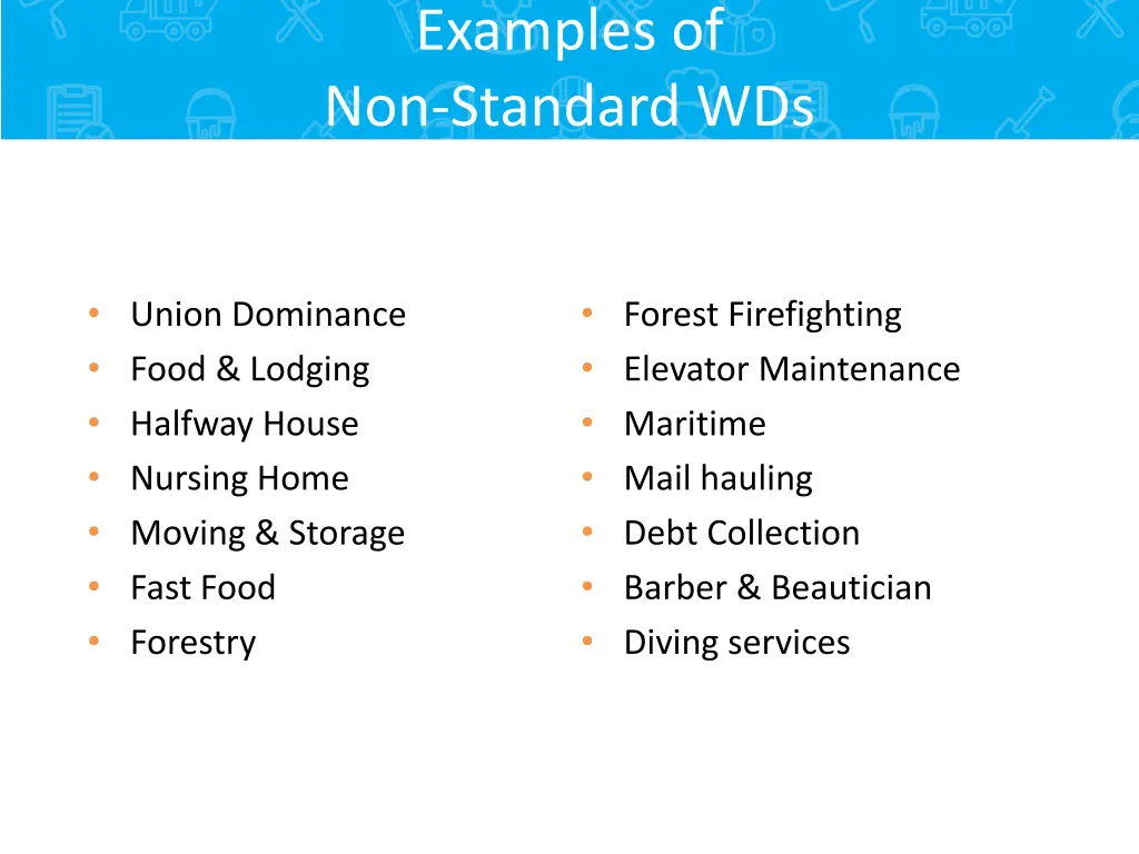 examples of non standard wds