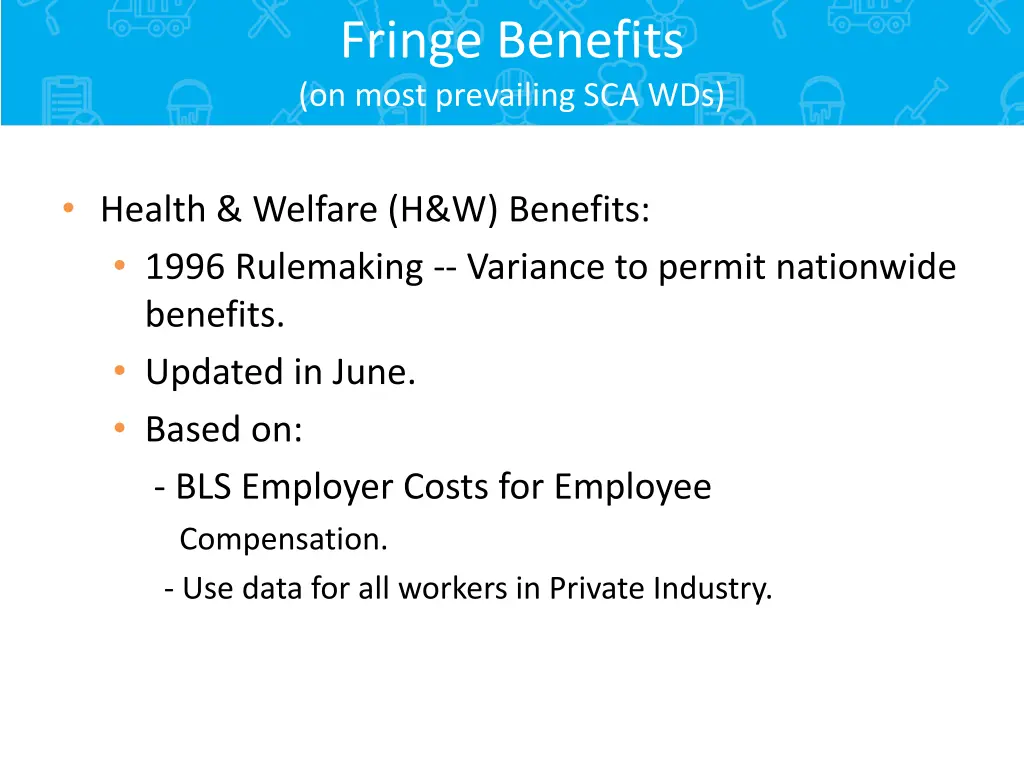 fringe benefits on most prevailing sca wds