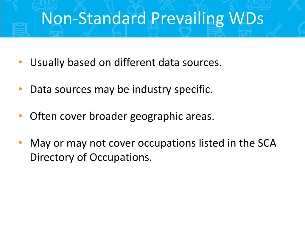 non standard prevailing wds