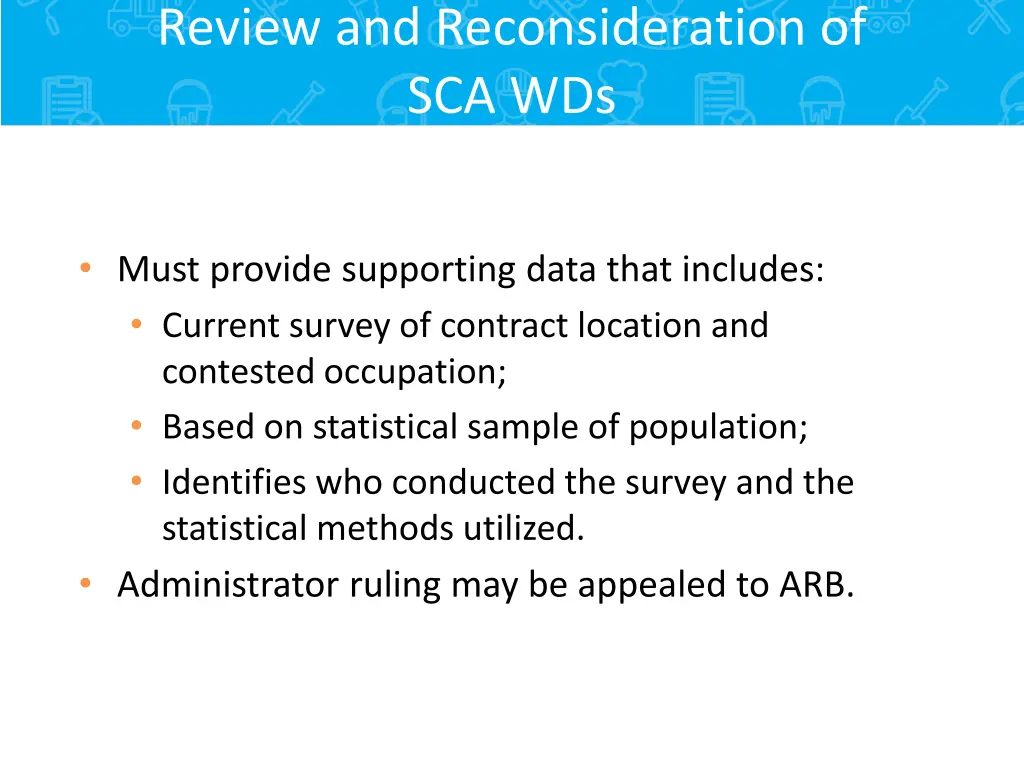 review and reconsideration of sca wds