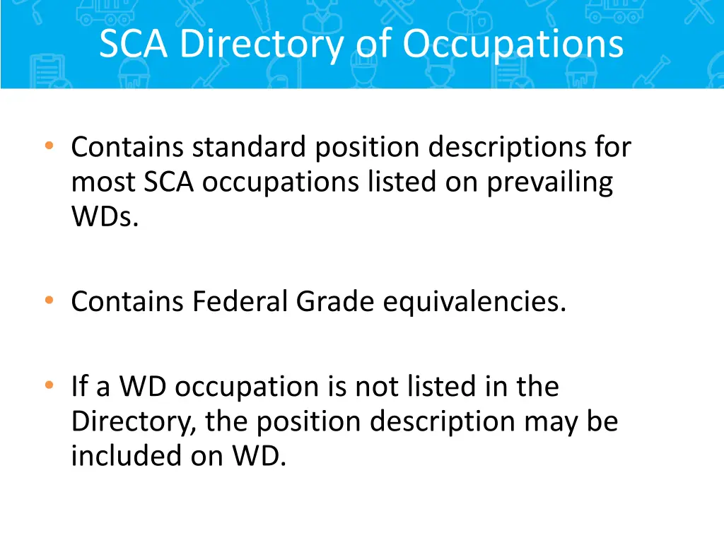 sca directory of occupations