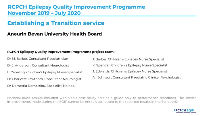 rcpch epilepsy quality improvement programme