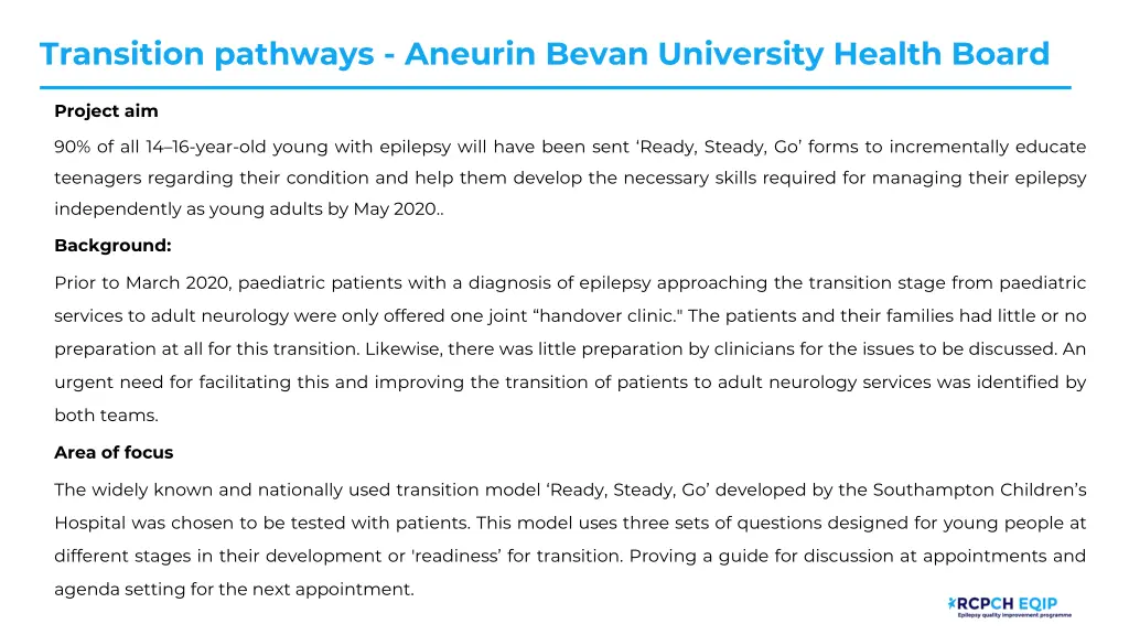 transition pathways aneurin bevan university