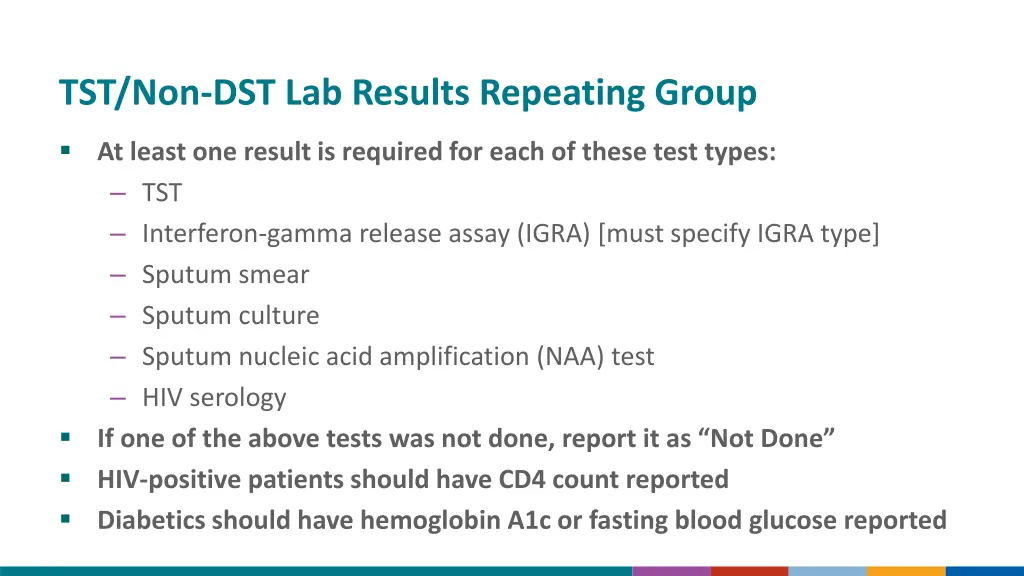 tst non dst lab results repeating group