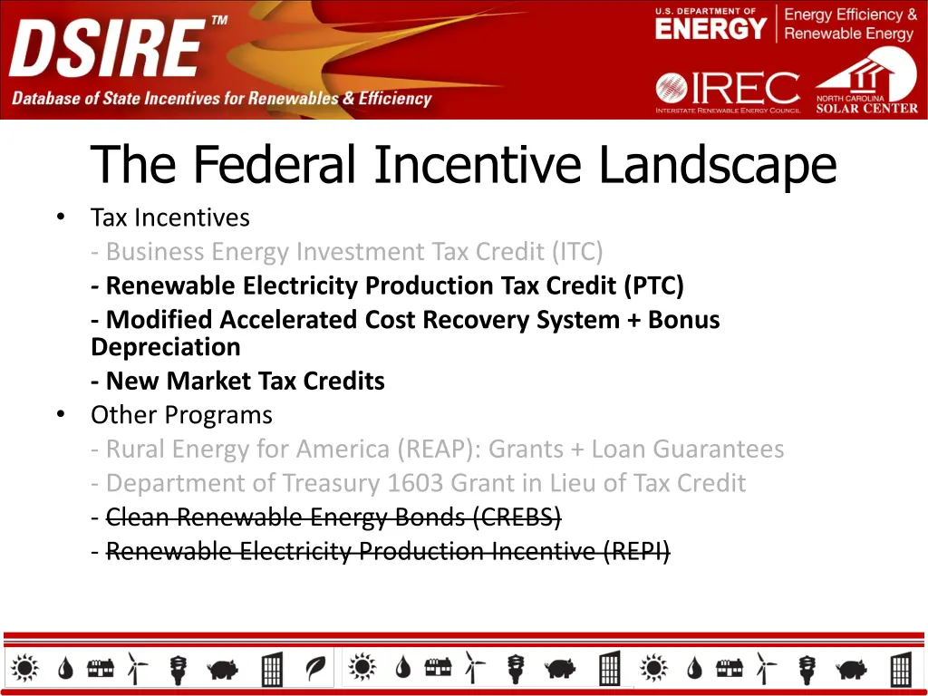 the federal incentive landscape tax incentives