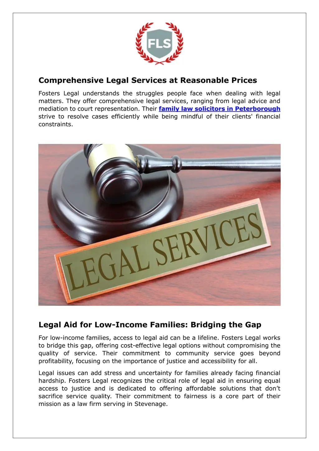 comprehensive legal services at reasonable prices