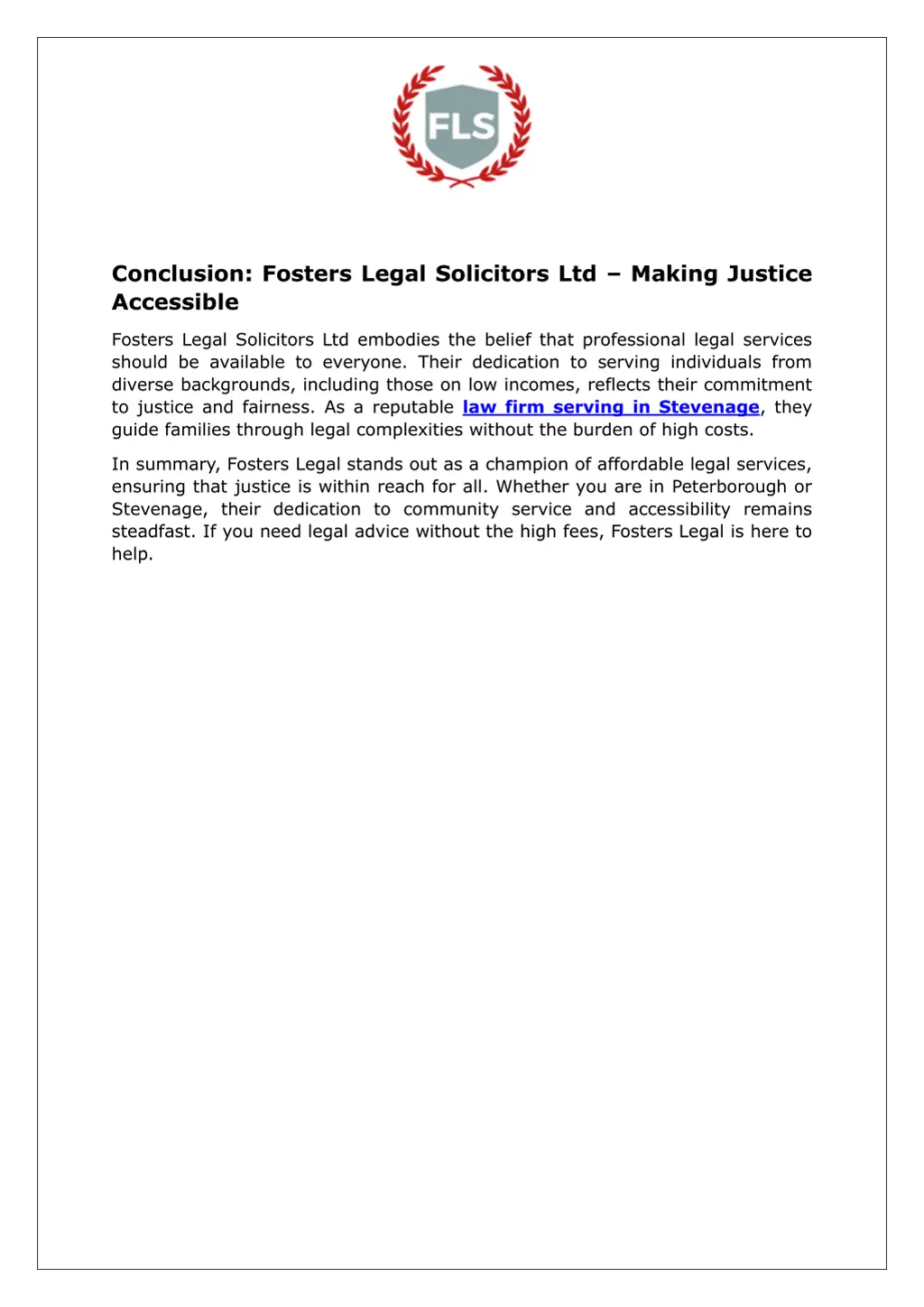 conclusion fosters legal solicitors ltd making