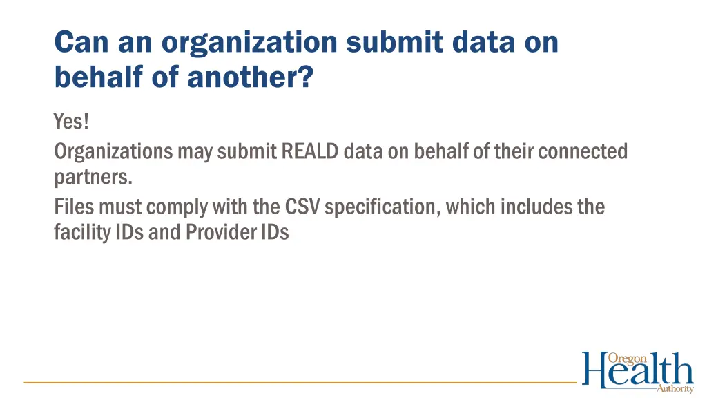 can an organization submit data on behalf