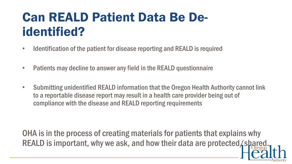 can reald patient data be de identified