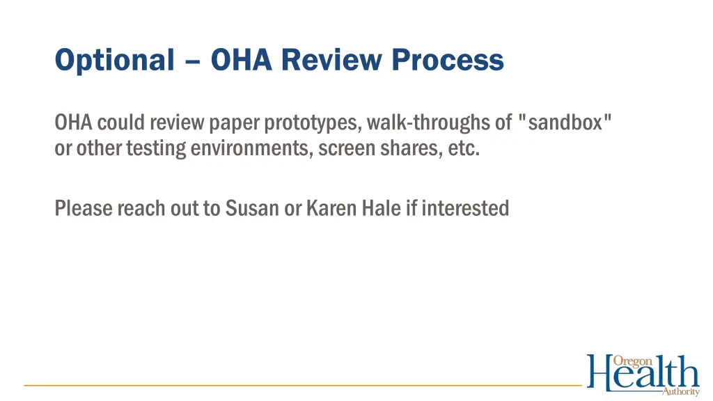 optional oha review process