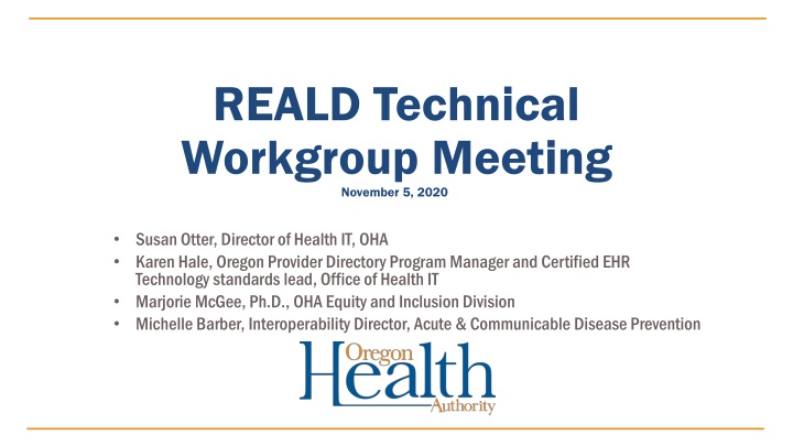 reald technical workgroup meeting november 5 2020