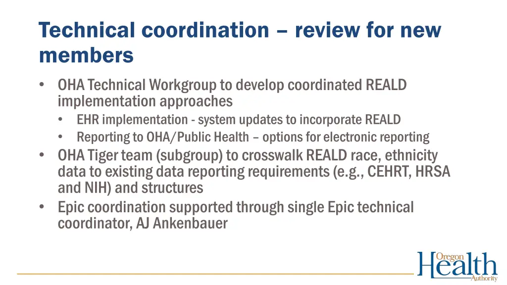 technical coordination review for new members