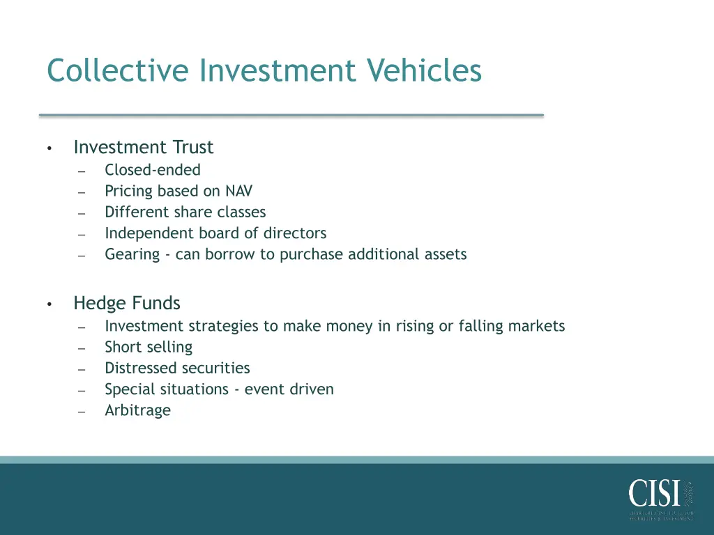 collective investment vehicles 1