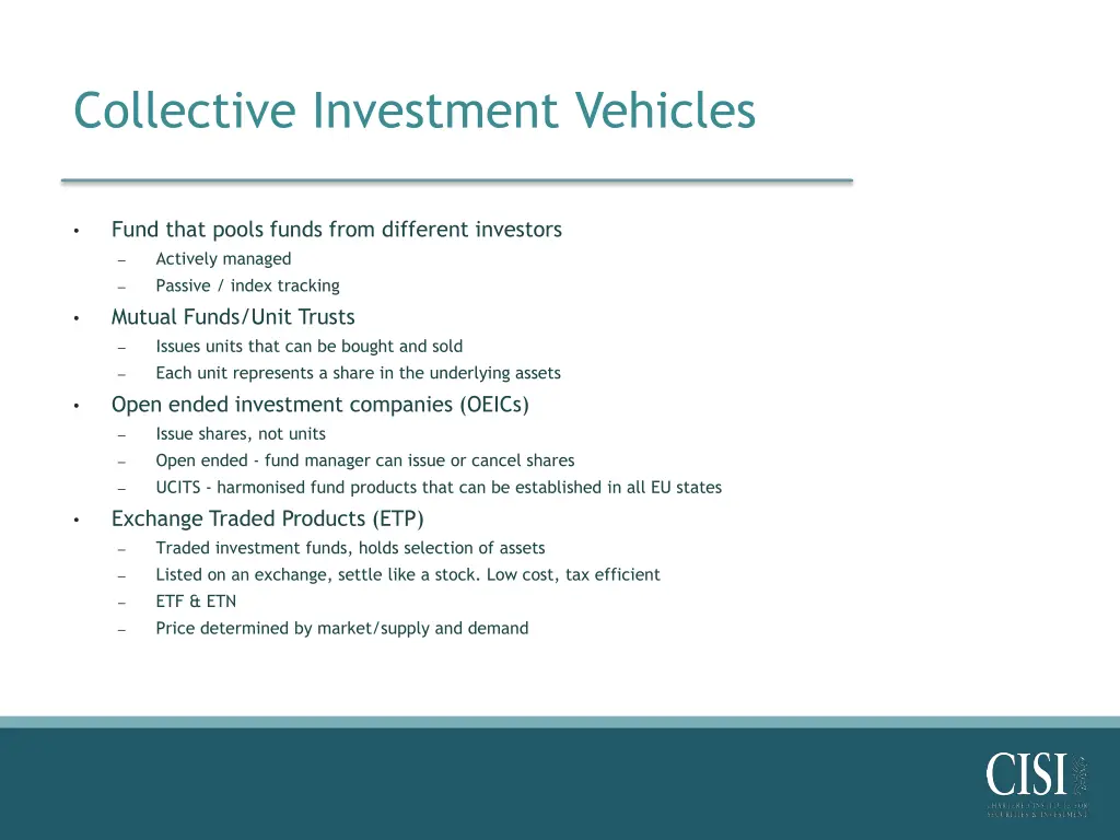 collective investment vehicles