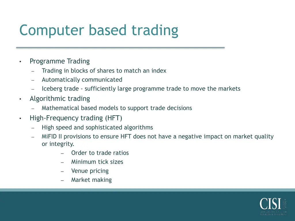 computer based trading