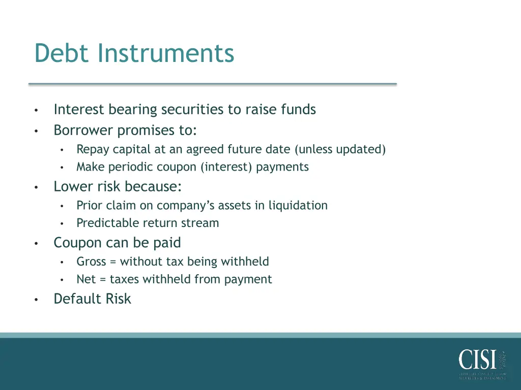 debt instruments