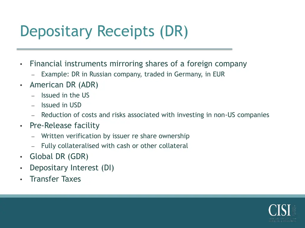 depositary receipts dr