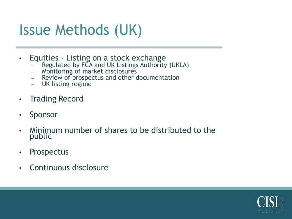 issue methods uk