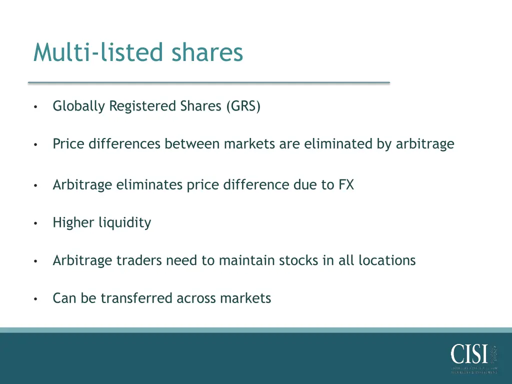 multi listed shares