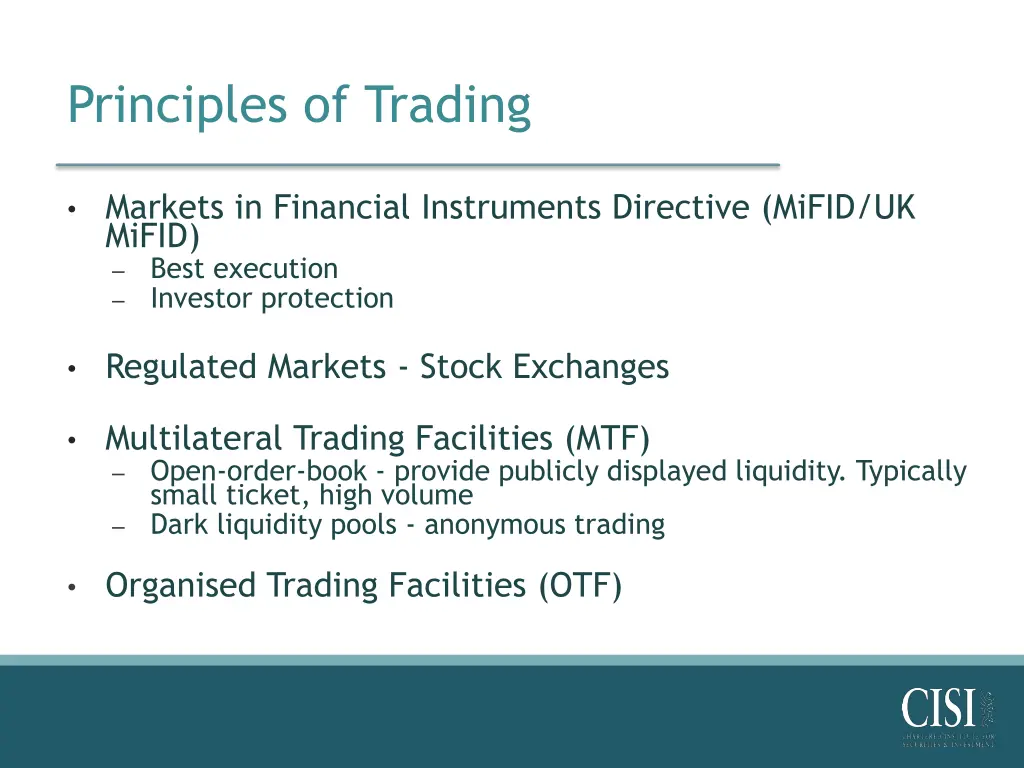 principles of trading