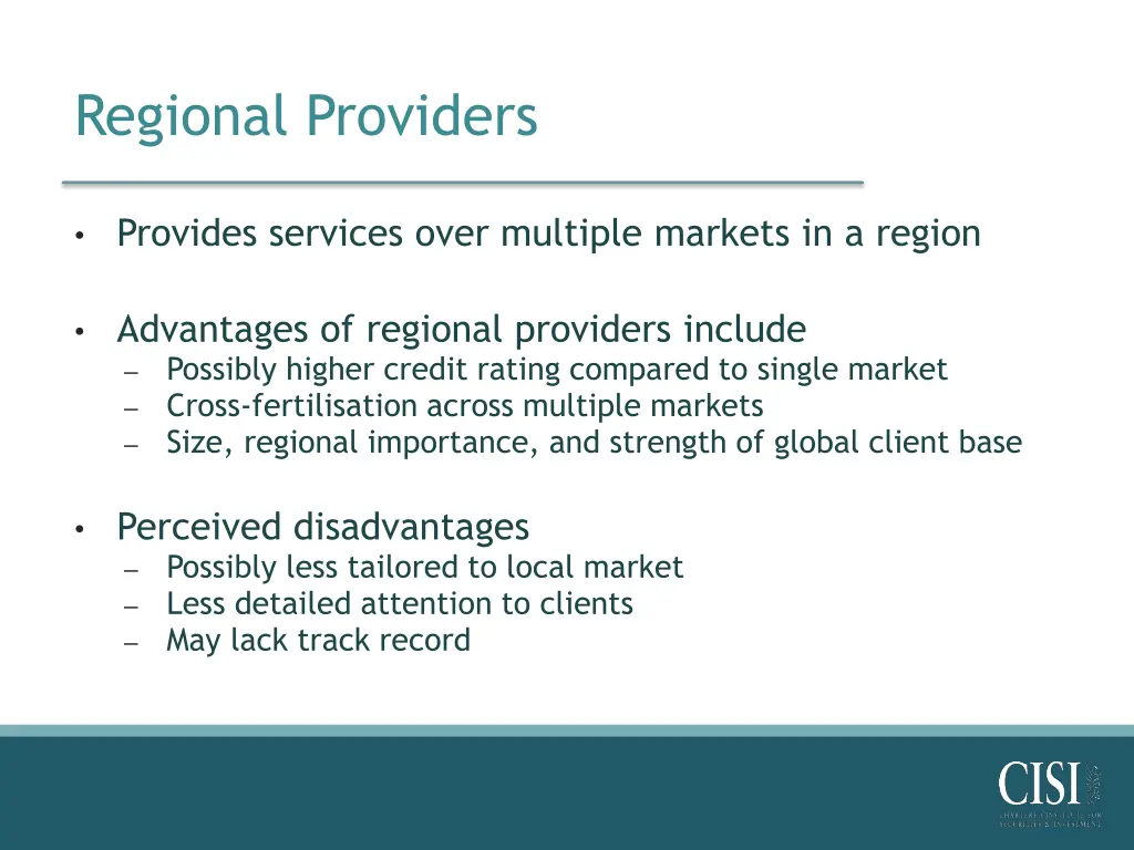 regional providers