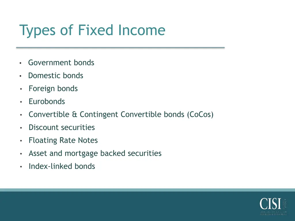 types of fixed income