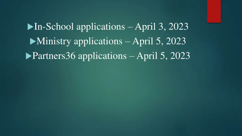 in school applications april 3 2023 ministry