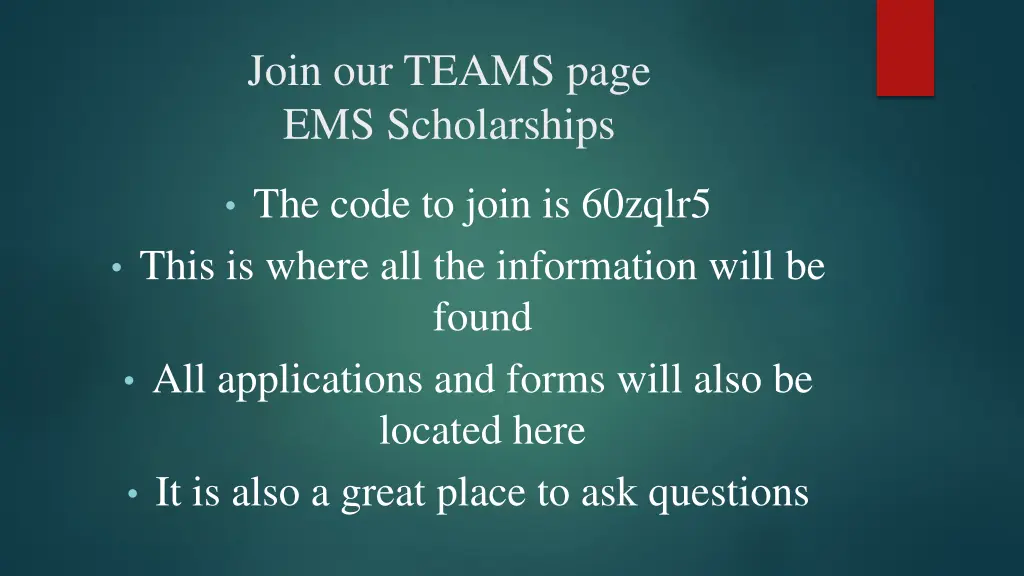 join our teams page ems scholarships