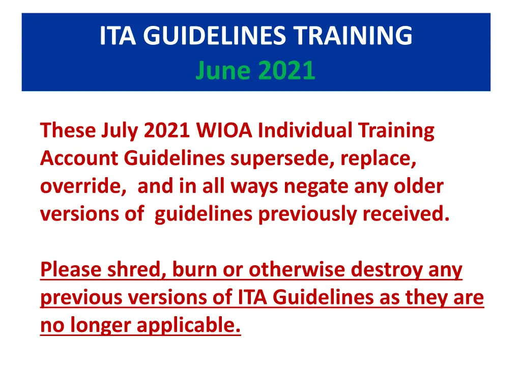 ita guidelines training june 2021 2