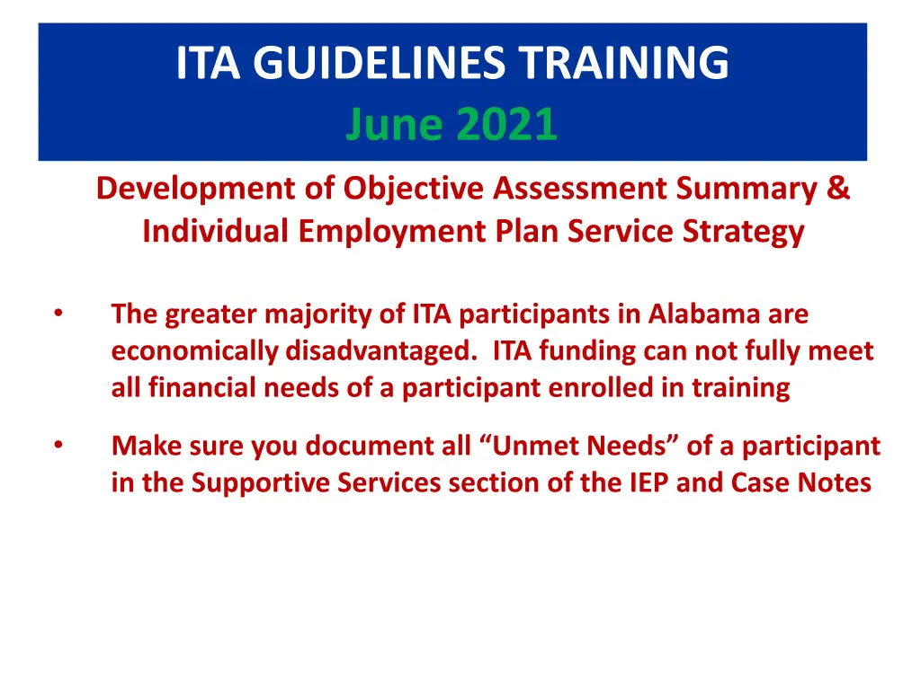 ita guidelines training june 2021 22