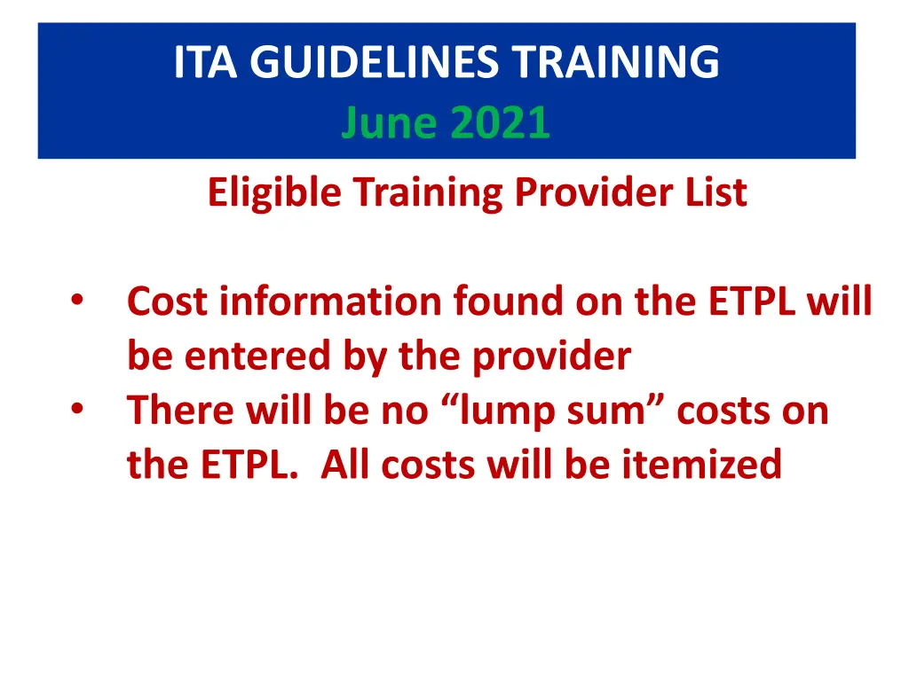 ita guidelines training june 2021 eligible 2