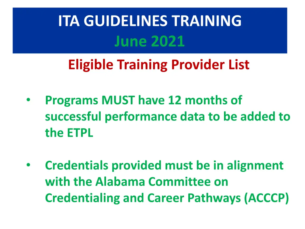 ita guidelines training june 2021 eligible 3