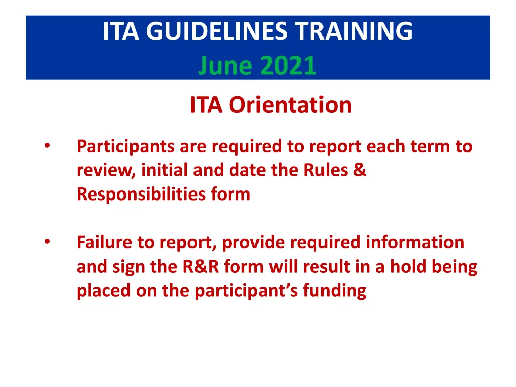 ita guidelines training june 2021 ita orientation