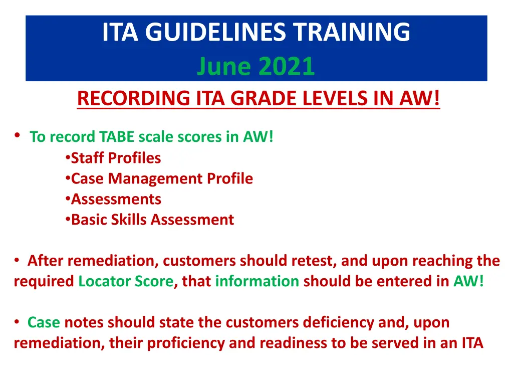 ita guidelines training june 2021 recording