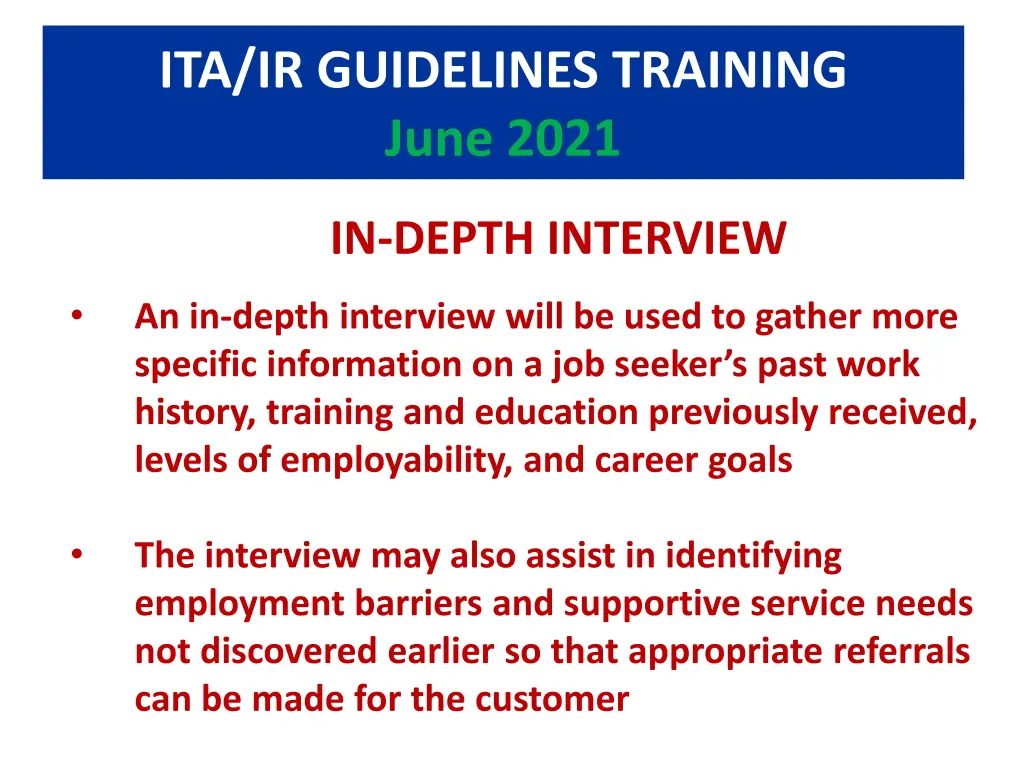 ita ir guidelines training june 2021