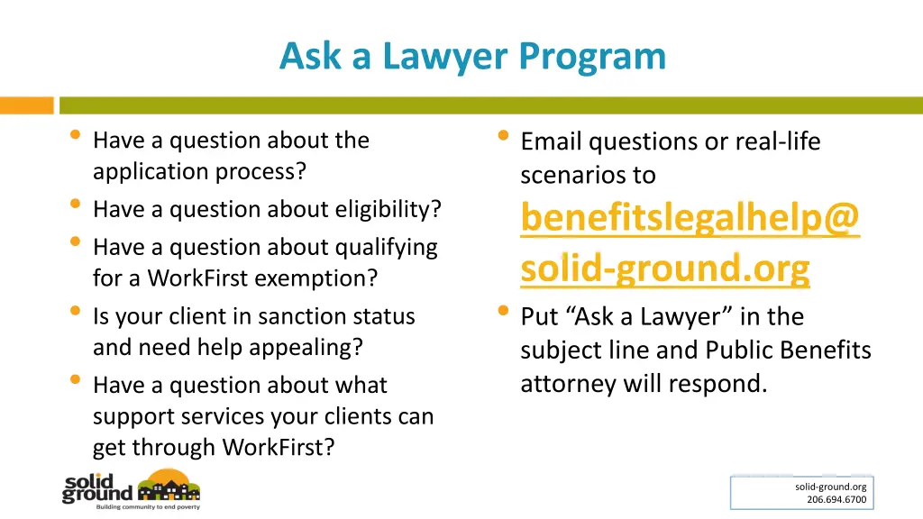 ask a lawyer program