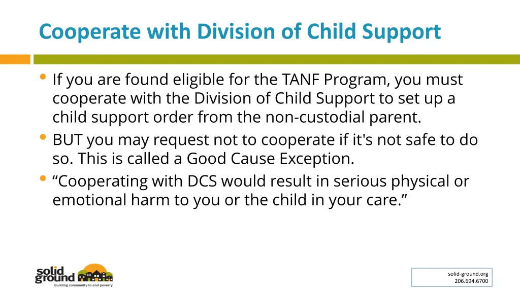 cooperate with division of child support