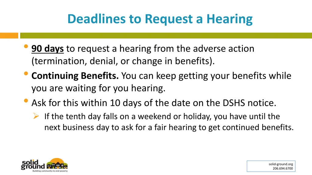 deadlines to request a hearing