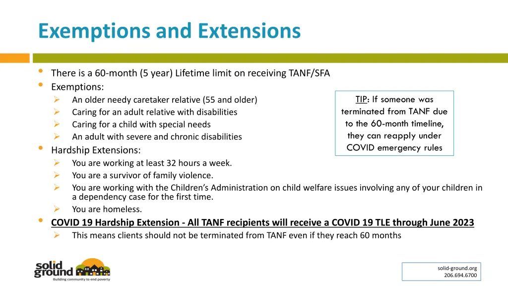 exemptions and extensions