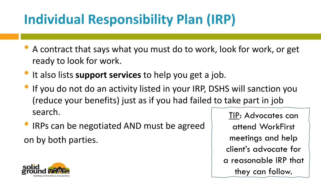 individual responsibility plan irp