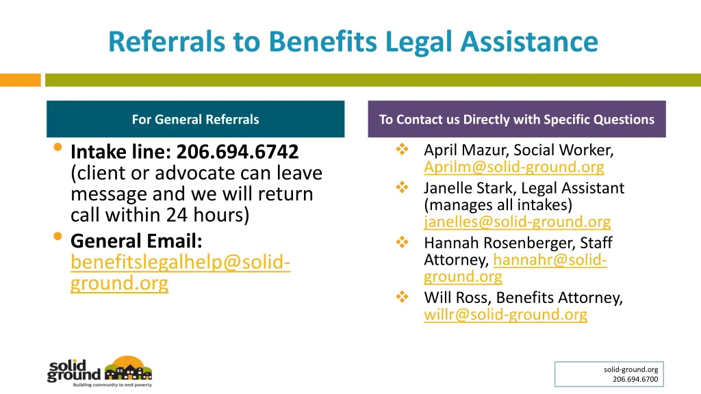 referrals to benefits legal assistance