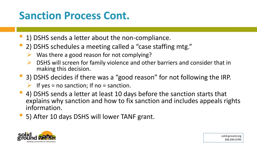 sanction process cont