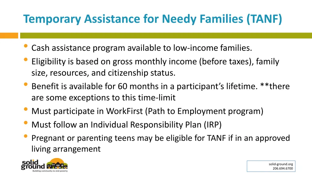 temporary assistance for needy families tanf