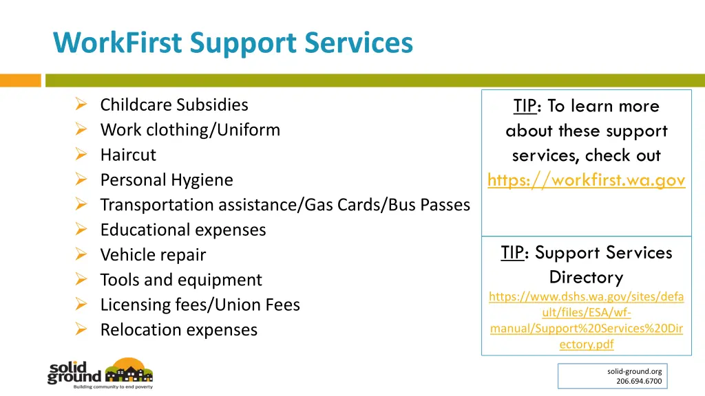 workfirst support services