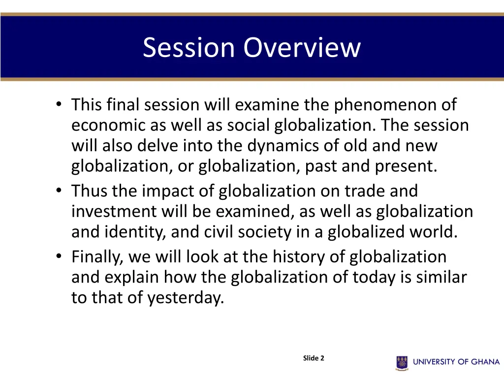 session overview