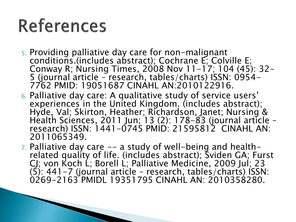 5 providing palliative day care for non malignant