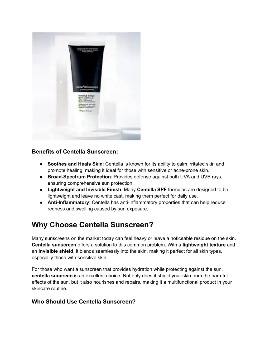 benefits of centella sunscreen