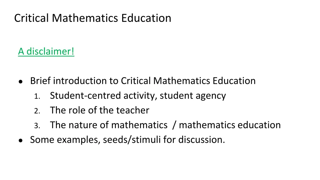 critical mathematics education