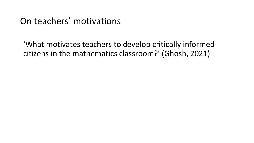 on teachers motivations